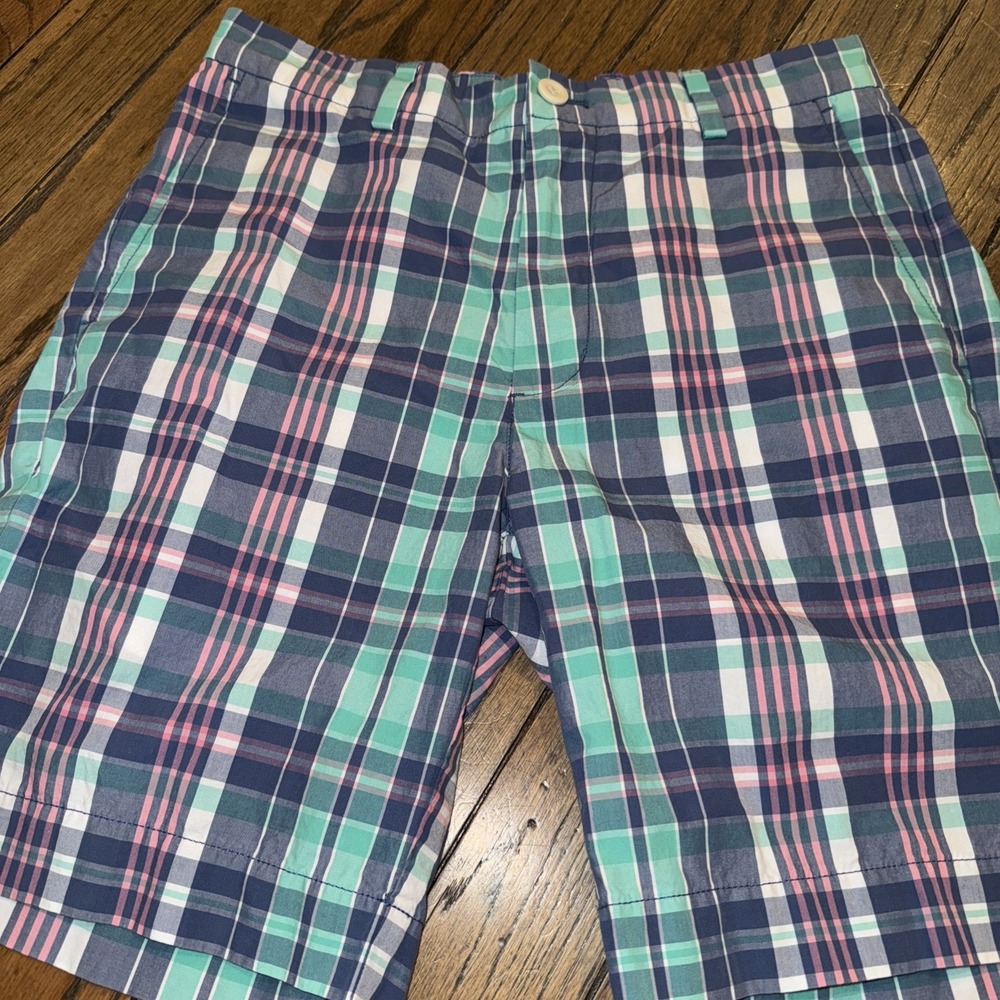 Vineyard Vines Breaker Shorts Men's Size 30 Green Blue Pink Plaid Golf Beach 8"
